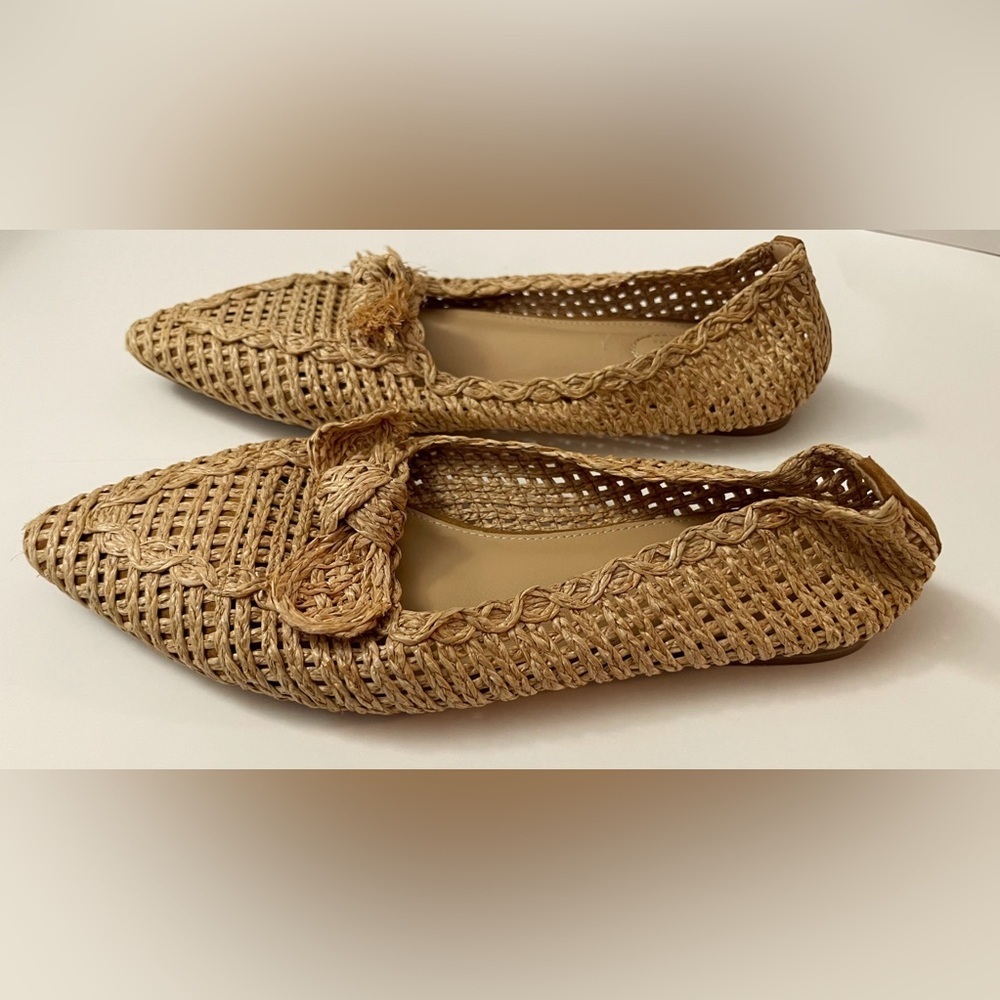Cato Tan Woven Ballet Flats Boho Chic Coastal Festival Spring Vacation